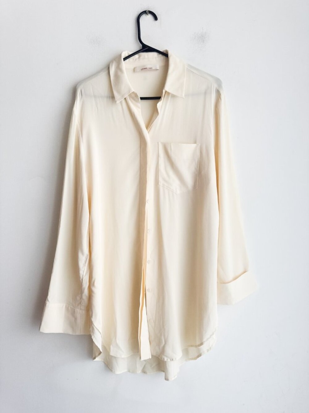Liviana Conti Ivory Cream Classic Minimalist Button Down Blouse 46/M